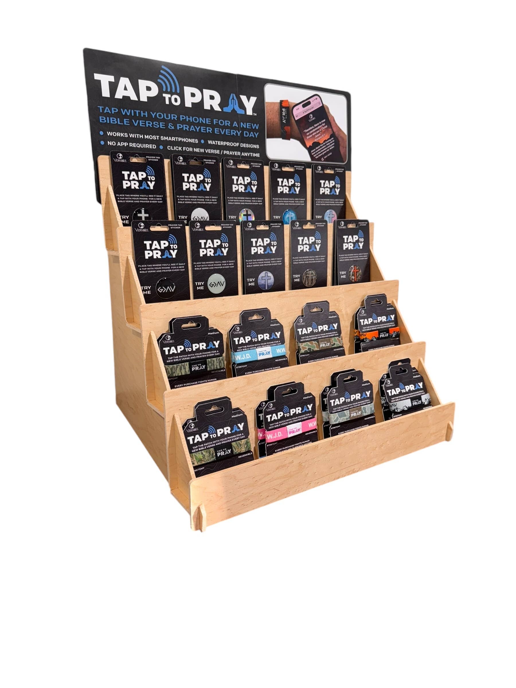 Versible - Wholesale Wristband - Tap To Pray™ Wristbands - Blue & Pink WWJD7