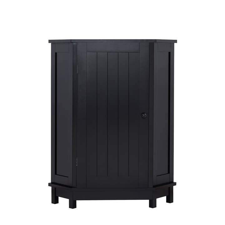 Orange County Decor - Wholesale Cabinet - Black Bathroom Cabinet Triangle Corner Storage Cabinet With Adjustable Shelf Modern Style Mdf Board Black Mdf5
