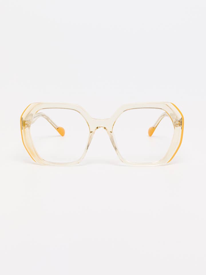 Montures Optiques Bicolores Jaune Brillant/Jaune Uni pour la vente par TIWI