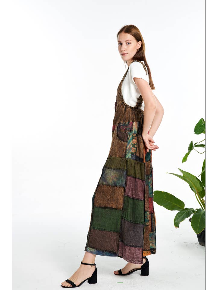 Kathmandu Imports - Vente Combinaison – femme - Combinaison à jambes larges en patchwork (TH-1782)5