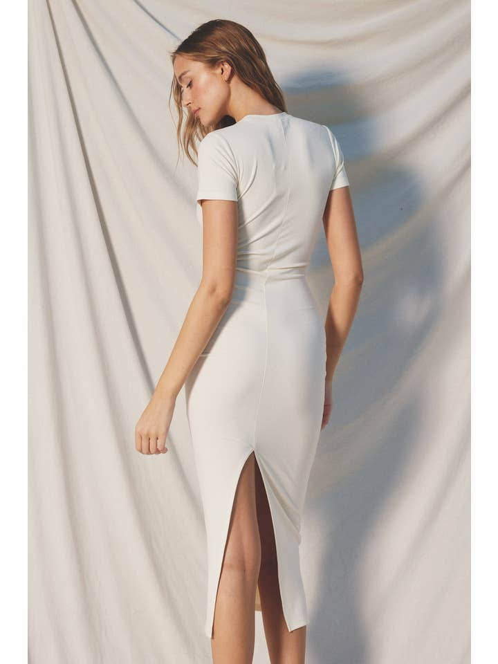 Dress Forum - Wholesale Dress - Women's - Ribbed Knit Back Slit T-Shirt Dress (1)6