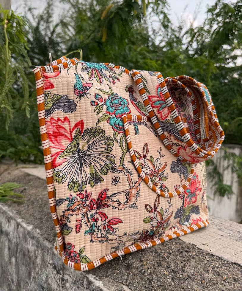 GYPSY STUDIO – Großhandel Tragetasche – Damen – Vogelbedruckte Tasche Baumwoll-Steppdecke Markttasche Einkaufstaschen1