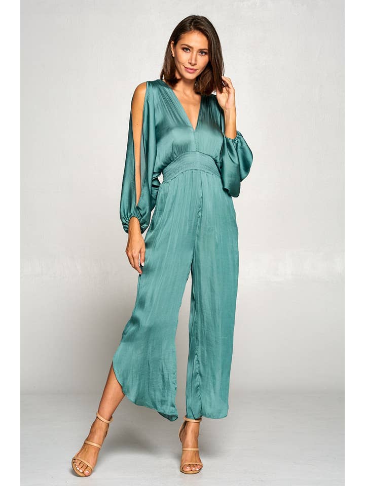 Strut & Bolt - Wholesale Jumpsuit - Women's - Berrack Shoulder Cut-out Smocked Waist Jumpsuit