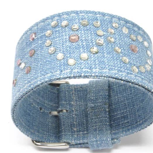 Declic - Wholesale Bangle Bracelet - Jeans and crystals bracelet 30, sale in 5 assorted designs3