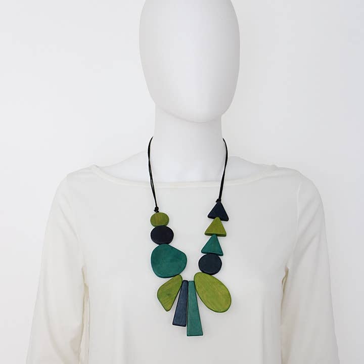 Sylca Designs - Wholesale Bib necklace - Green Long Alexis Necklace1