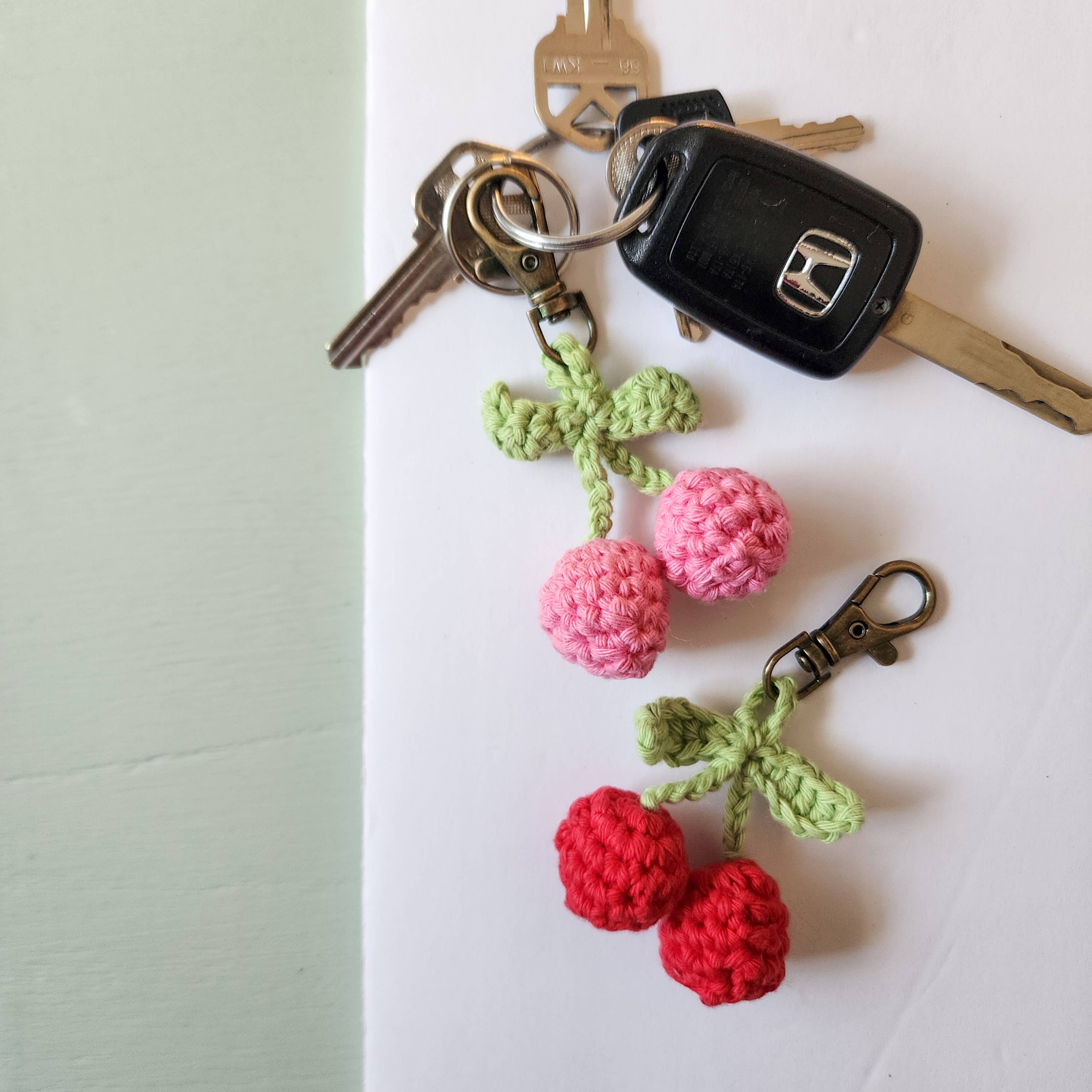 Handmade By Uruba - Wholesale Keychain - Women's - Handmade Cherry Keychain | Handwoven Crocheted Keyring11