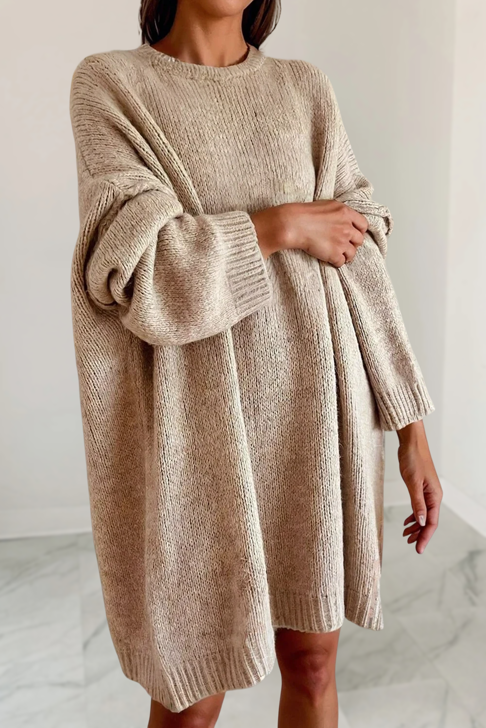 Aapparella - Vente Robe – femme - Robe pull ample à épaules tombantes oversize unie | S-XL1