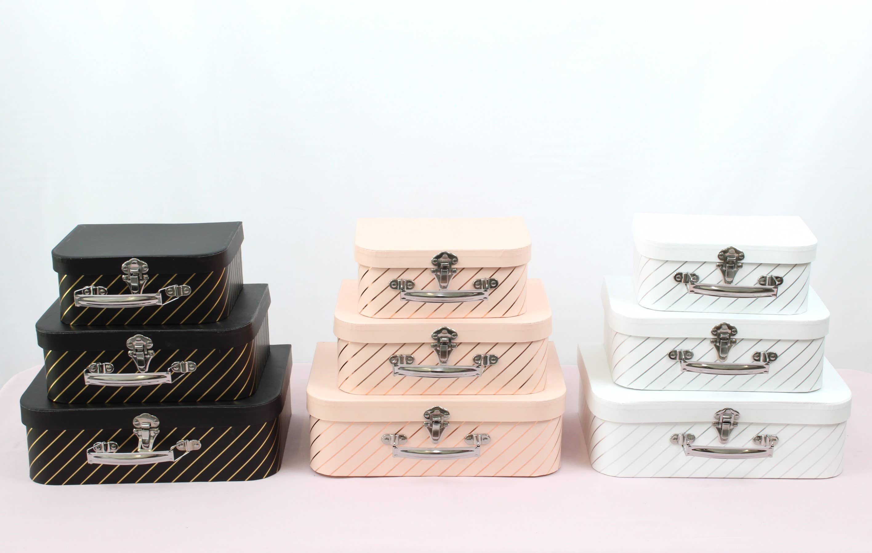 Elegant Design Supply – wholesale Gift box – Gold Stripe Suitcase Flower Gift Box2