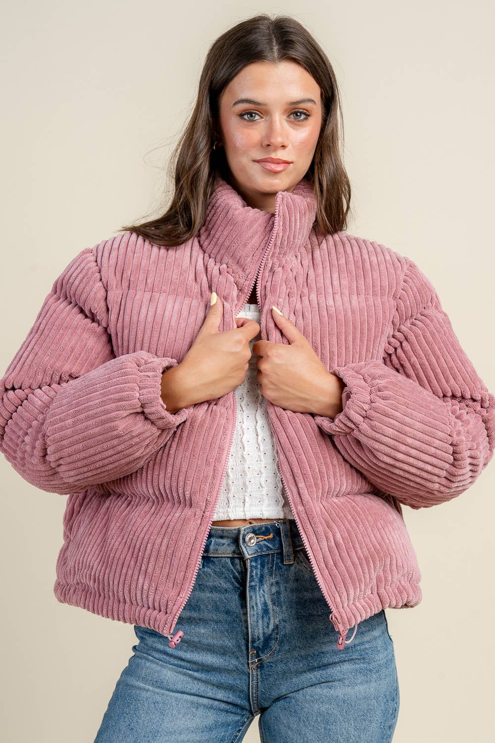 BEIVY & COLLABO - Wholesale Puffer Jacket - Women's - BG5392N / CORDUROY PUFFER JACKET9