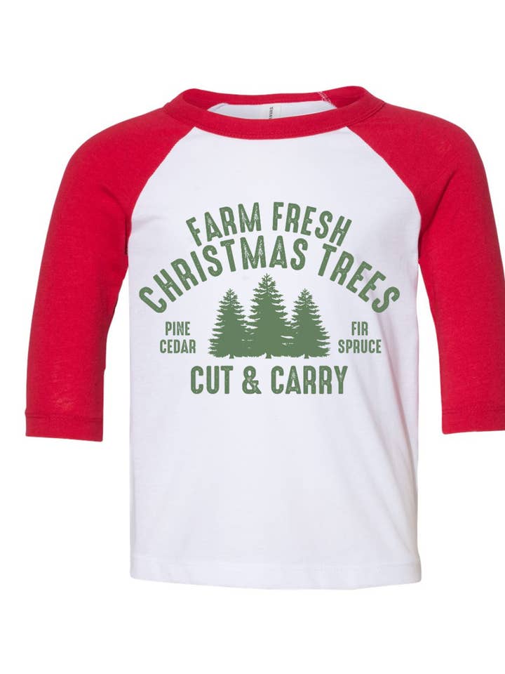 Farm Fresh Christmas Tree's Three Quarter Sleeve Toddler Tee for wholesale by Uncommon Label
