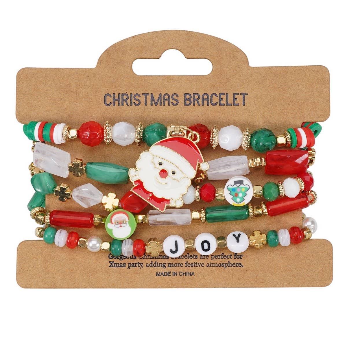 NINEXIS - Wholesale Beaded Bracelet - CWMM10448_CHRISTMAS CHARM BEADED BRACELET SNOWMAN TREE GIFT10