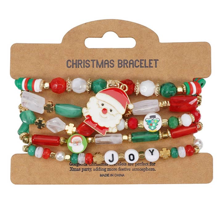 NINEXIS - Wholesale Beaded Bracelet - CWMM10448_CHRISTMAS CHARM BEADED BRACELET SNOWMAN TREE GIFT10