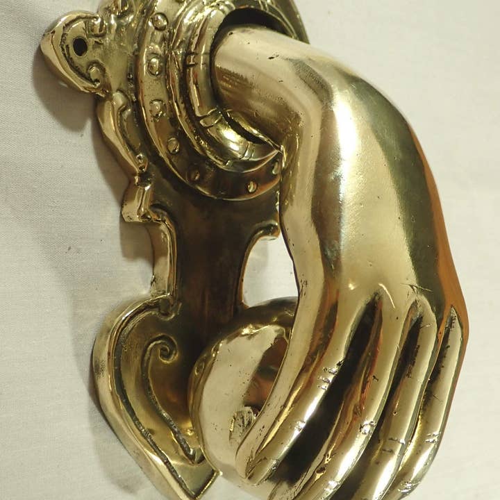 Ubud Glass - Wholesale Knob/Pull - Brass Fist & Ball Door Knocker (Gold or Antique Finish) | Handmade in Bali2