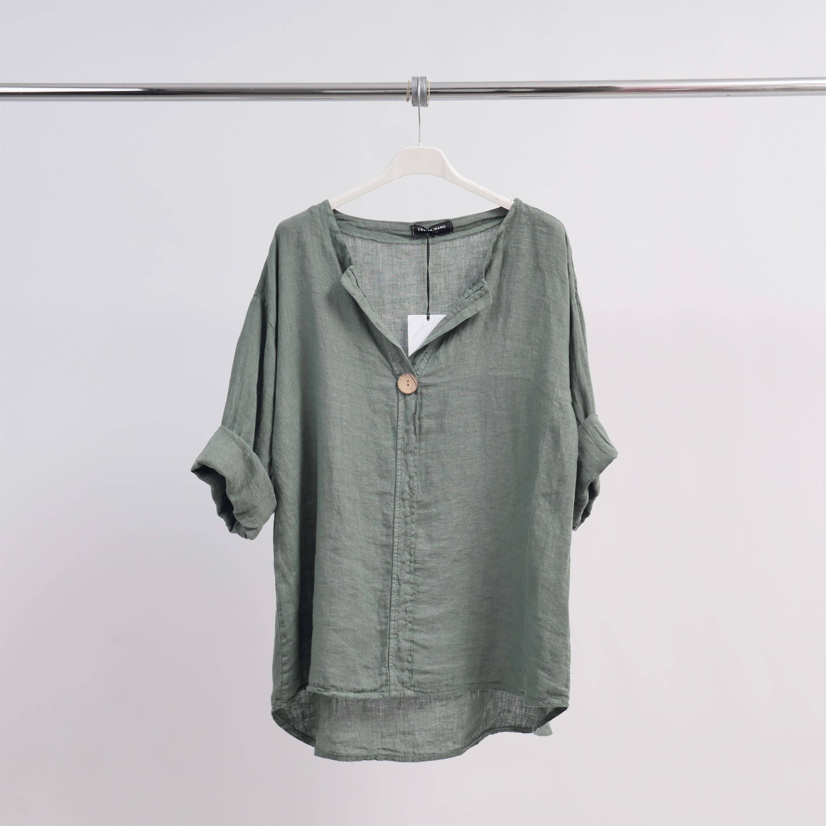 Cecile Wang - Wholesale Tunic - Women's - Linen mao-collar tunic 173245