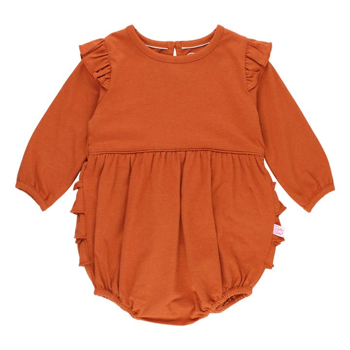 Orange Baby Girls Rust Knit Long Sleeve Flutter Bubble Romper
for wholesale on Faire2