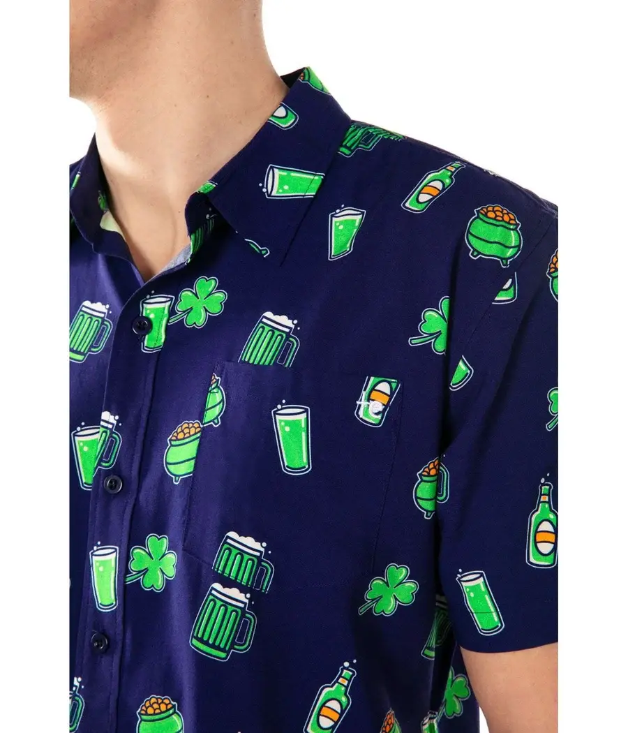 Tipsy Elves - Wholesale Button Down Shirt - Men's - Men's Green Beer St. Patrick's Day Button Down Shirt3