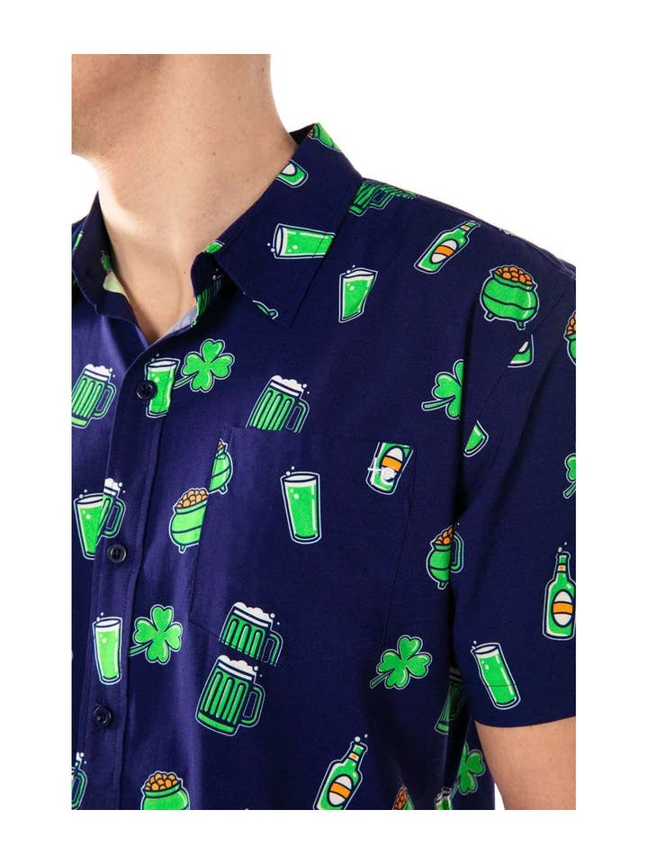 Tipsy Elves - Wholesale Button Down Shirt - Men's - Men's Green Beer St. Patrick's Day Button Down Shirt3