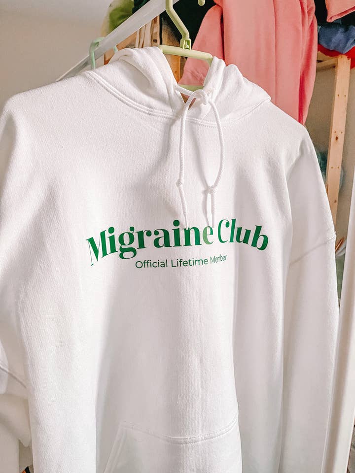 Migraine Club printed hoodie for wholesale by Tired Girl Apparel