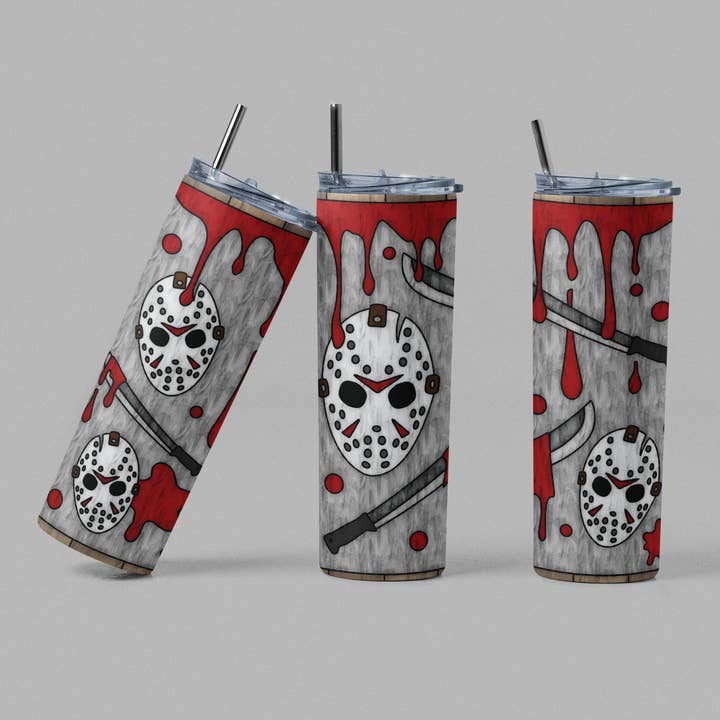 Jason Mask Stained Glass Horror Movie Inspired Tumbler for wholesale by The Geek Boutique
