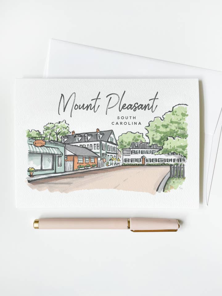 The Mt. Pleasant Greeting Card - Sherbet Streets for wholesale by Texture Design Co