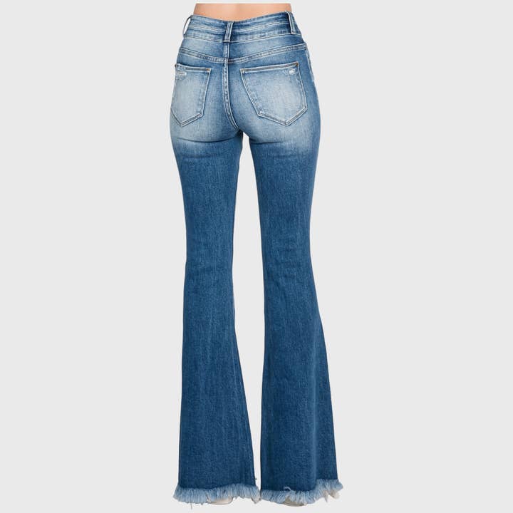 Petra153 - Wholesale Jeans - Women's - P301F-MD DESTROY HIGH RISE STRETCH SUPER FLARE JEANS10