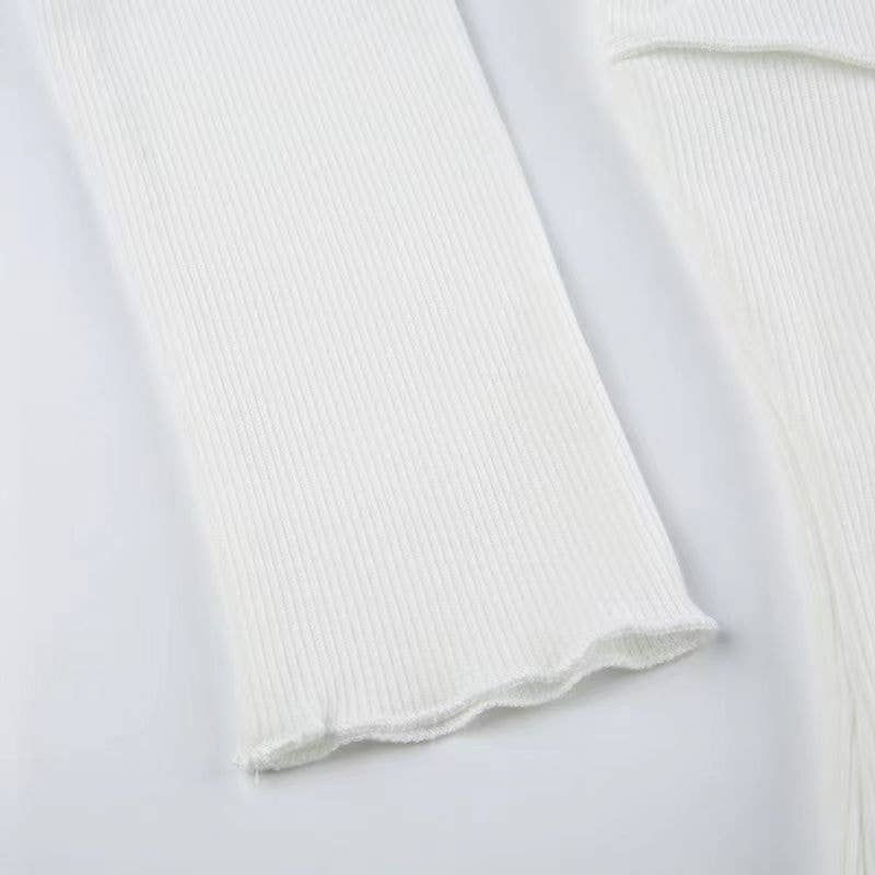 HIDDENBRAND - Wholesale T-Shirt - Women's - Slim basic y2k ribbed top long-sleeved T-shirt6