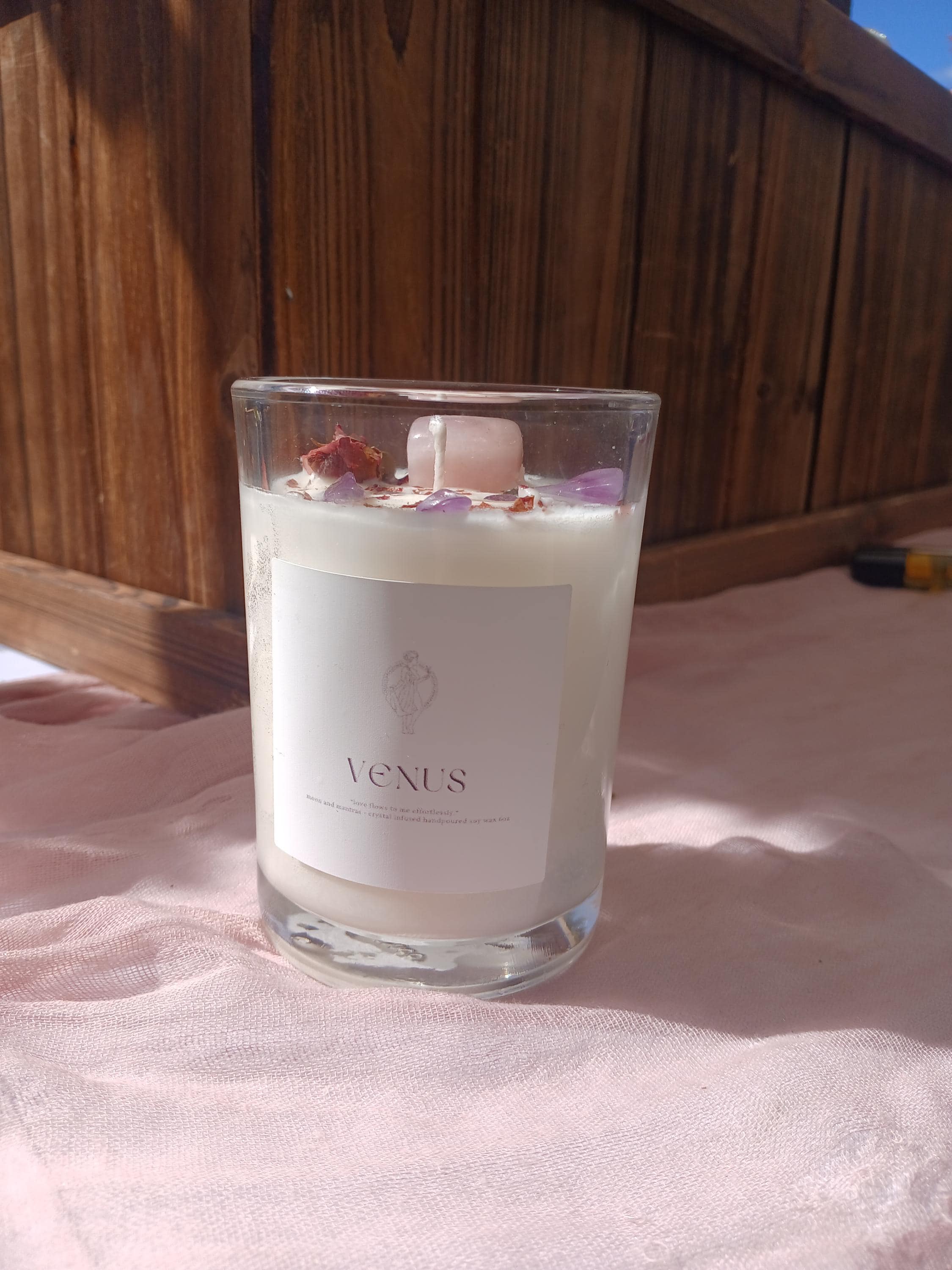 moon and mantras - Wholesale Jar/Filled Candle - Venus Love Goddess Candle with Rose Quartz & Amethyst3