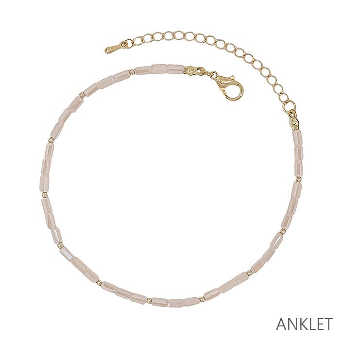 Pink Glas Beaded Ankelkæde for engroshandel hos What's Hot