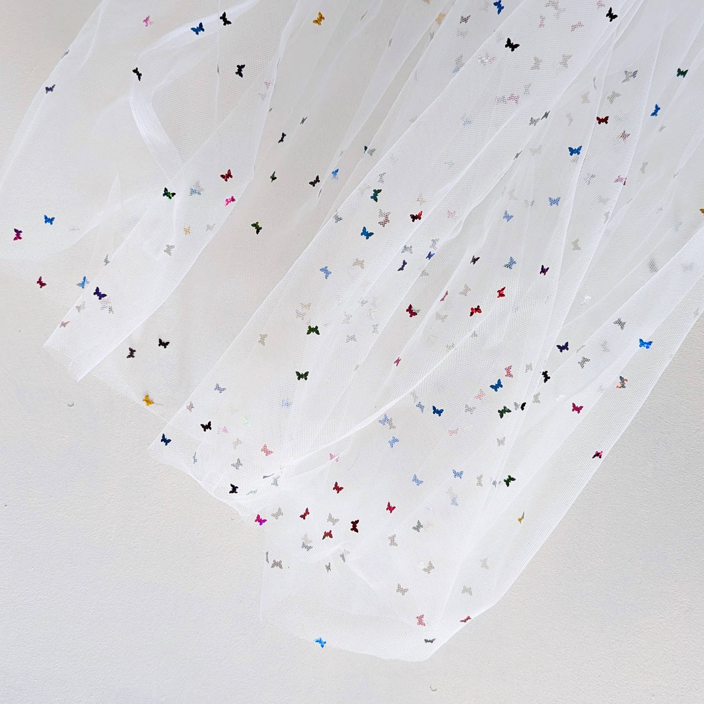 FashionMeme LLC - Vente Voile – femme - Mini voile de bachelorette multicolore confettis papillons étoiles1