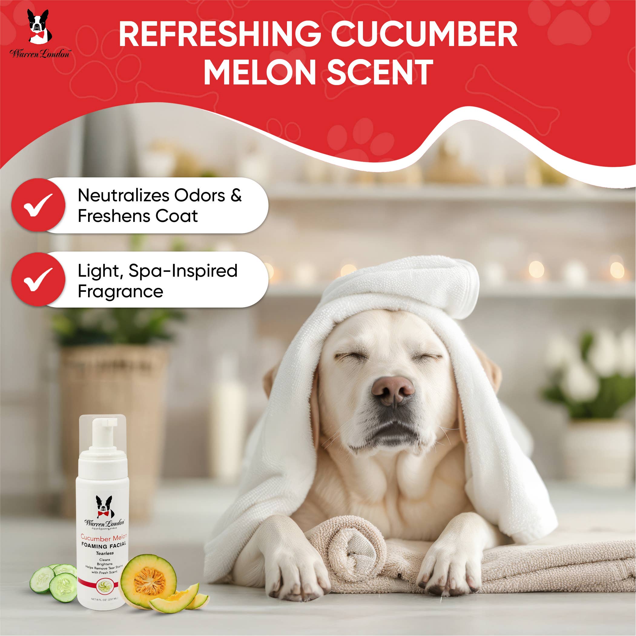 Warren London Dog Products - Wholesale Pet Shampoo - Dog - Tearless  Shampoo for Dog Faces - Cucumber Melon - 2 Sizes4