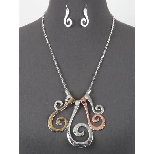 Conjunto de Metal Martelado Graduado com Filigrana Multicolorida FR7022 por atacado de 0011 PREMIERE