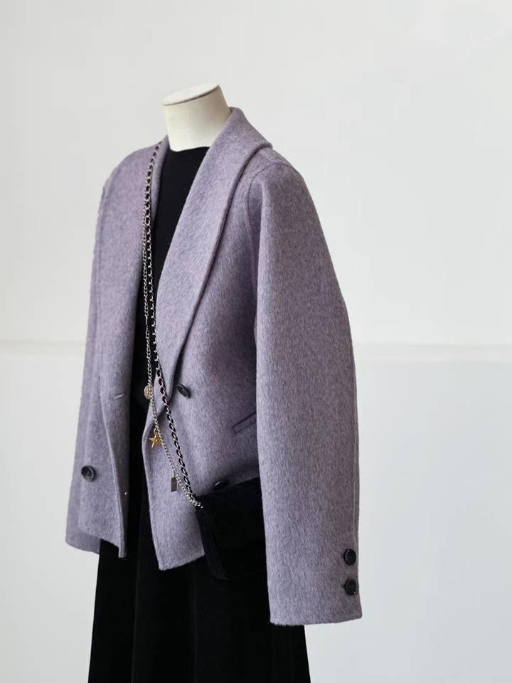 Iris Cropped Wool Jacket - Lavender for wholesale by Loom & Line