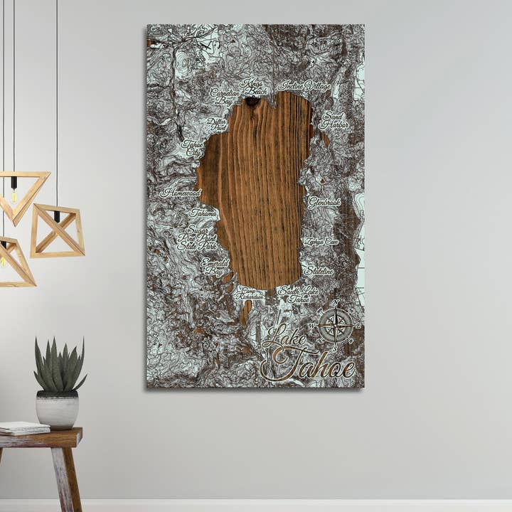 Kalifornien: Lake Tahoe Karta (Schmedium genom XL) för wholesale av Fire & Pine