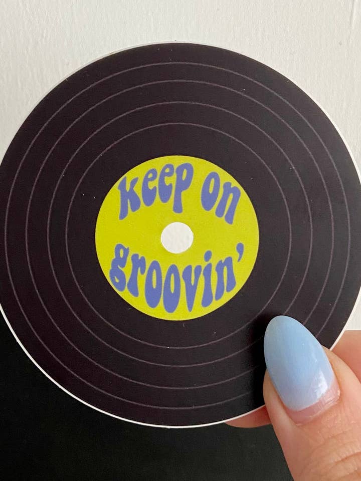 Pegatina Keep On Groovin 'Record para venta al por mayor de Alex Daley Designs