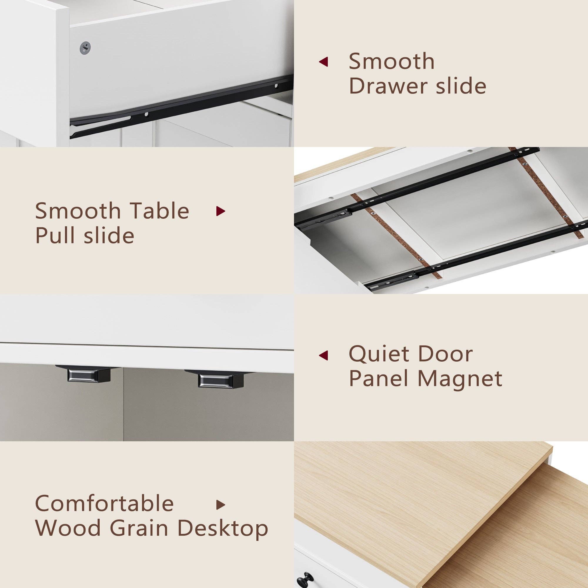 HOMYCASA DESIGN INC - Wholesale Kitchen Storage/Organizer - K&K 74.5 inch Kitchen Island with Extendable Dining Table , Rolling Kitchen Island on Wheels with Spice Rack and 2 Drawers,  Kitchen Storage Cart with 4 Door Cabinet, for Kitchen, Dining Room, White7