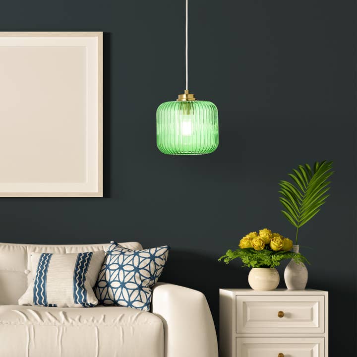 7.25"H Rowan Retro Globe Shade Hanging Pendant Light for wholesale by River of Goods