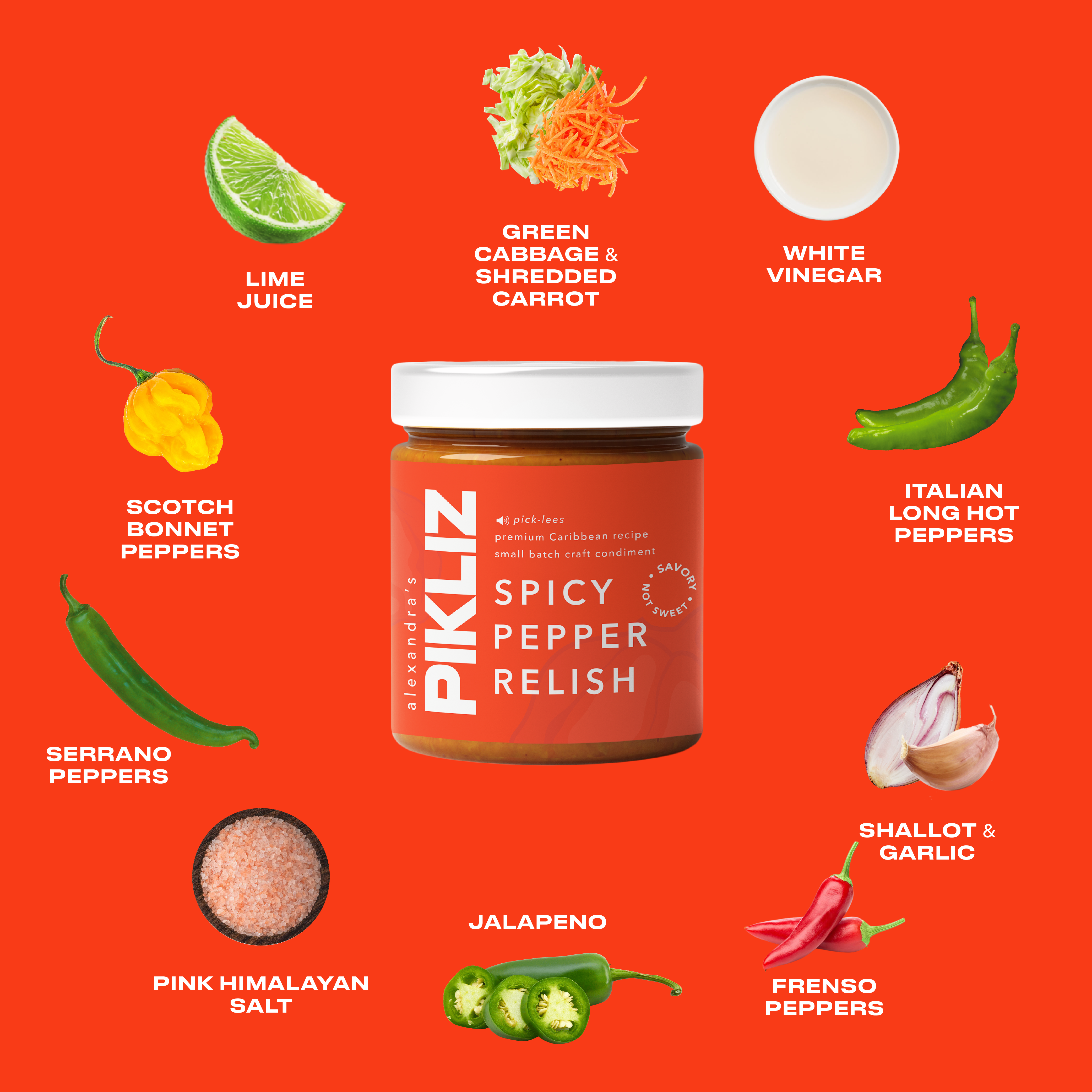 In the Kitchen with Alexandra - Wholesale Relish - Alexandra’s Pikliz Spicy Pepper Relish | Bold & Savory| Caribbean Flavor | Versatile Superfood Condiment, 8oz1