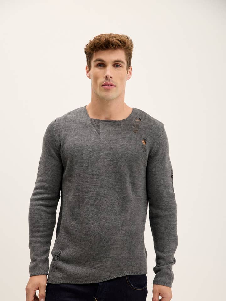 Vervormde zwarte antracietkleurige trui voor heren voor wholesale door Ron Tomson