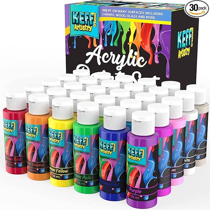 30 Color Bottles Acrylic Paint Set for wholesale by Keff Creations