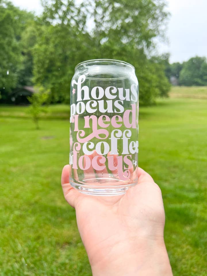 16 oz Need coffee to focus Libbey Can Verre pour la vente par Rae's Boutique