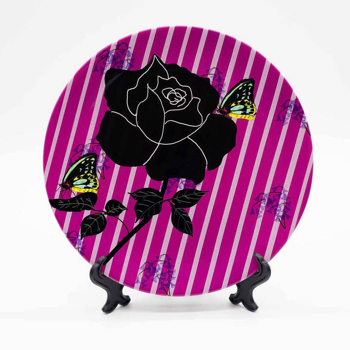 Candy Stripe Garden Ceramic Plate for wholesale by HeartART