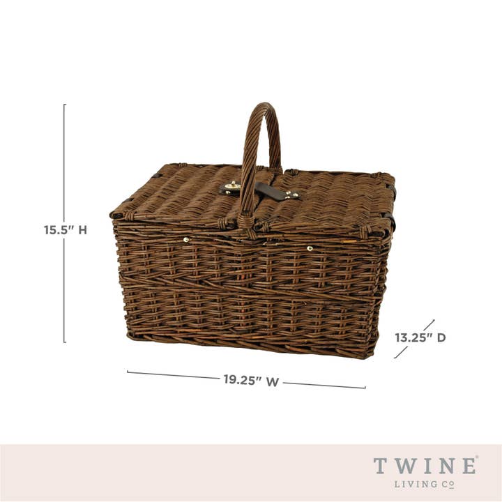 Brown Cape Cod Wicker Picnic Basket Set for wholesale on Faire