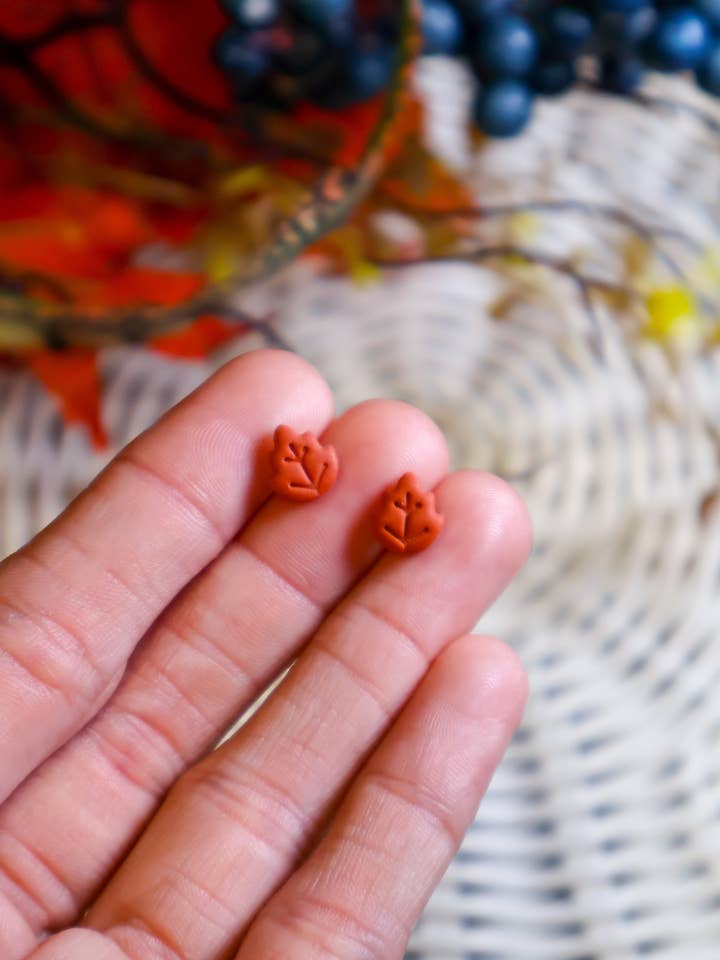 Autumn Leaf Stud Earrings for wholesale by Ivy Lane Clay Co.
