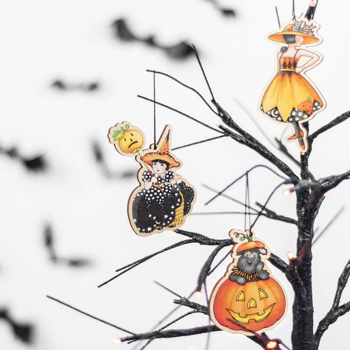 Mary Engelbreit Studios - Wholesale Ornament - Scottie Pumpkin Wooden Ornament5