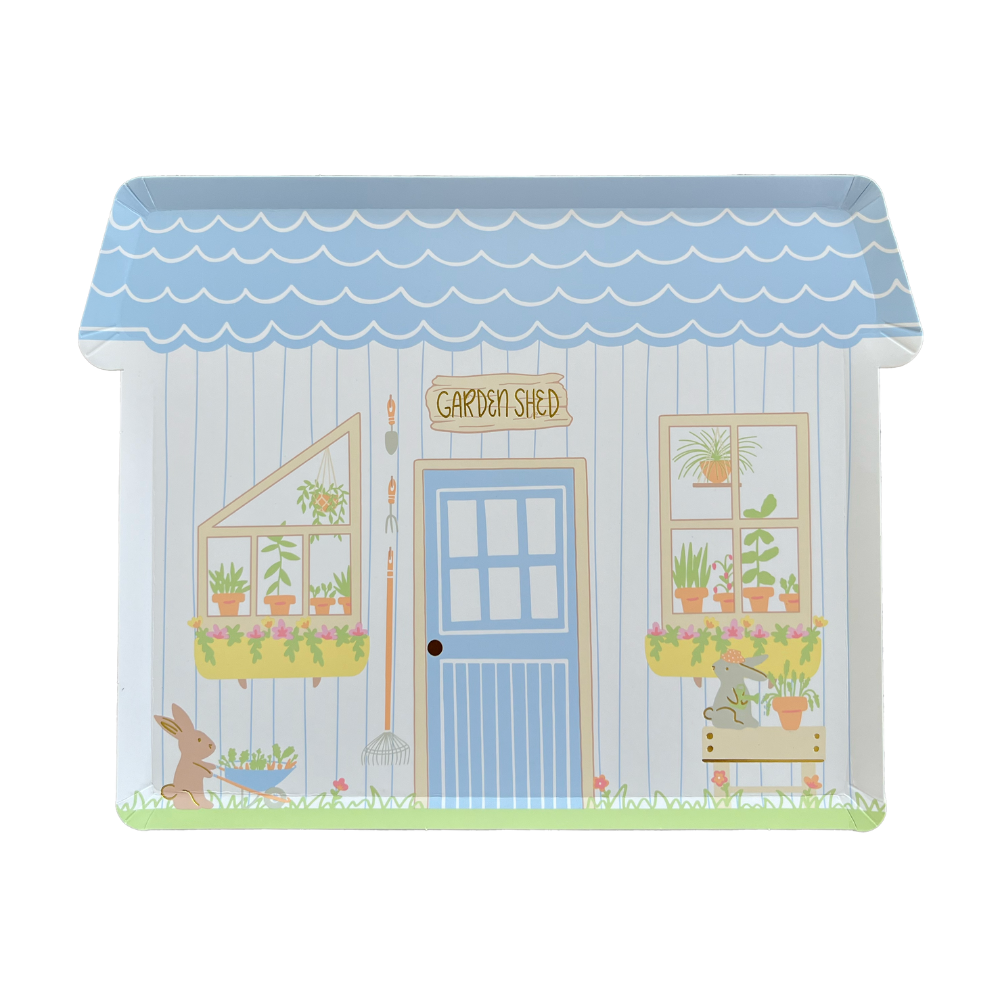 Jollity & Co. + Daydream Society - Wholesale Disposable Plate - Bunnies In The Garden Large "Garden Shed" Plates0