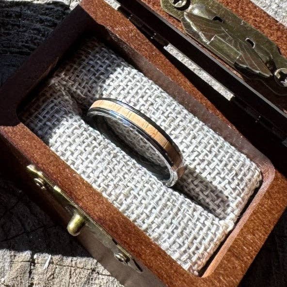 Stonington Designs/Hitch-Crafter - Wholesale Band/Stacked Ring - Whisper — 4mm Wood Inlay Tungsten Ring3