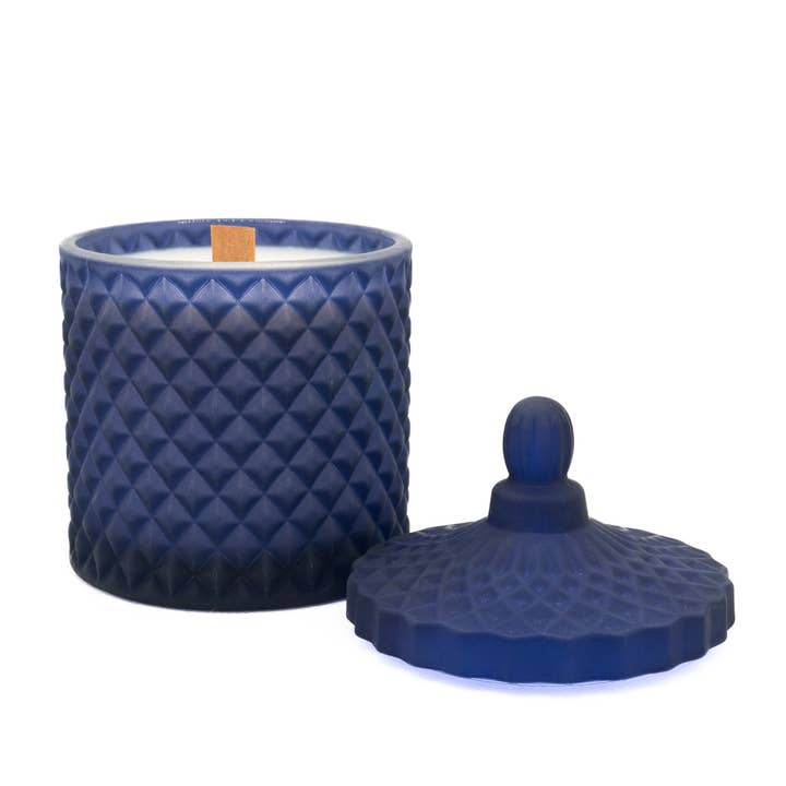 Cassis Rose Soy Candle – Matt Blue | Calming Vegan Candle, for wholesale by Fearless Luminosity