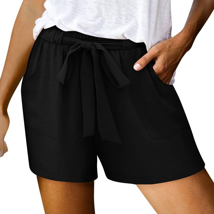 UNISHE - Wholesale Shorts - Women's - Summer Elastic Waist and Drawstring Casual Shorts ZK28911