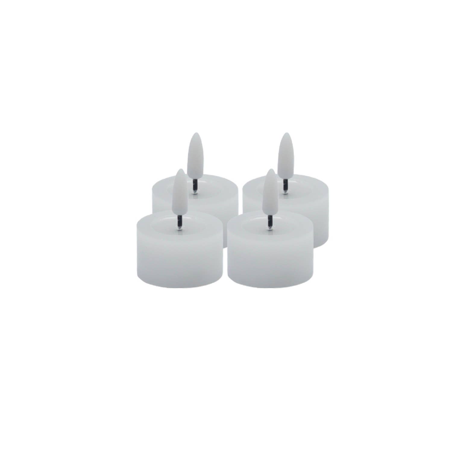 Set of 4 White Flameless Tealight Candles for wholesale on Faire3