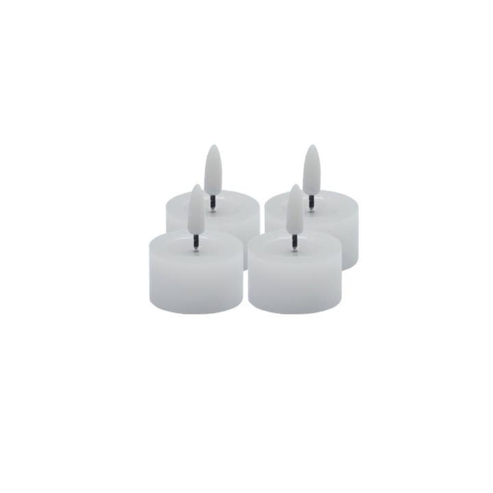 Set of 4 White Flameless Tealight Candles for wholesale on Faire3